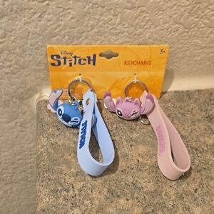 Disney Stitch and Angel Blue and Pink Keychains New